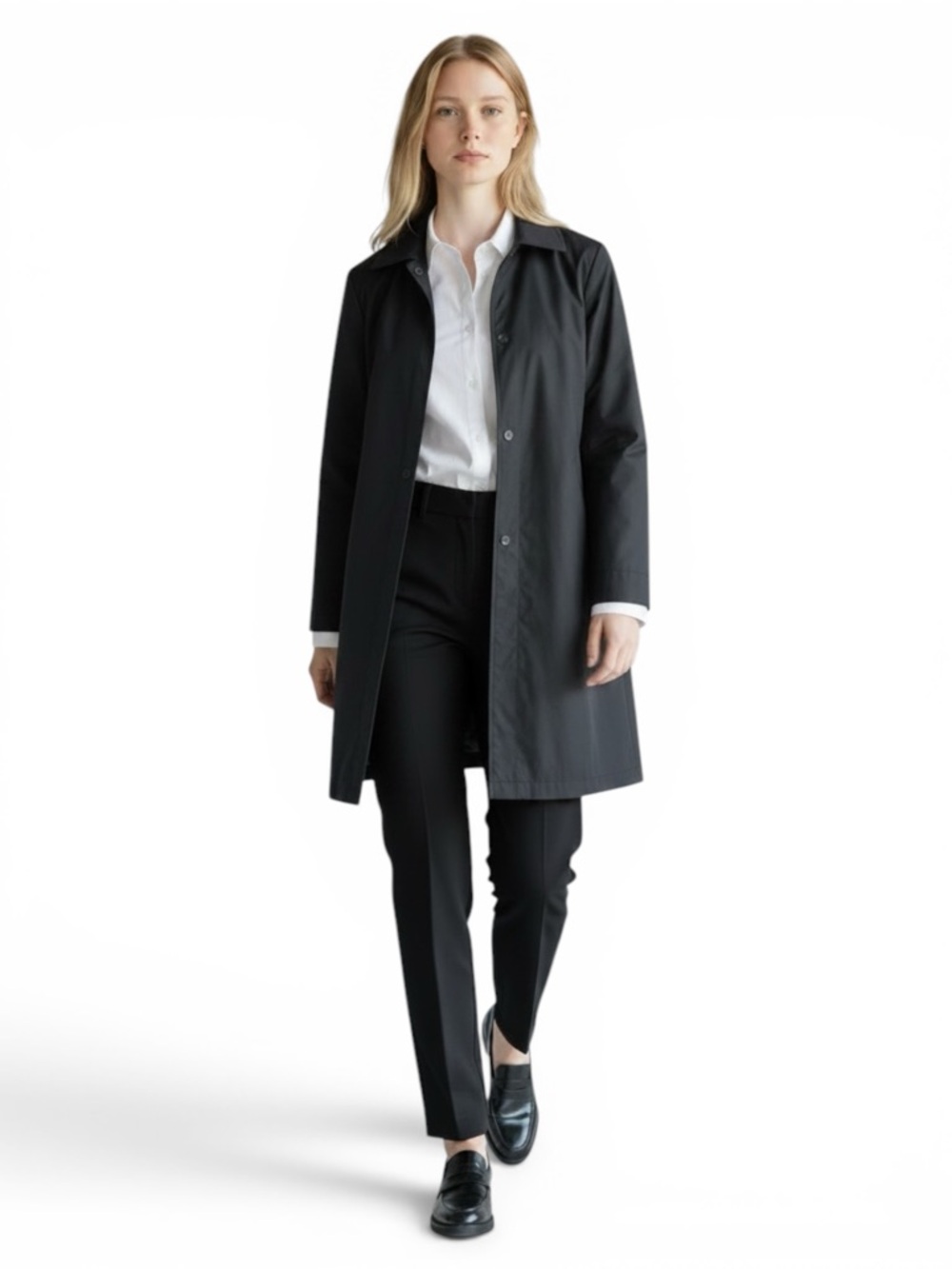 Vintage Black Trench Coat Lightweight Jacket Topper 90's Y2K Size Large